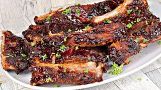 EASY Fall Of The Bone BBQ Ribs  How To Make Oven Baked Ribs [upl. by Johnson102]