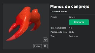 NUEVAS TENAZAS DE CANGREJO GRATIS EN ROBLOX [upl. by Jacobson198]