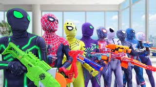 Top New Pro 9 SPIDERMAN in 1 House   Hey All Color SuperHeroes  Go To Trainning Nerf Gun [upl. by Aramois]