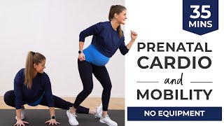 35Minute Prenatal Cardio Workout with Mobility  Stretching No Equipment [upl. by Eneli]