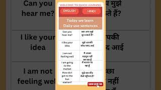 C46English speaking practice Hindi vocabulary daily use English hindi Daily use english [upl. by Eetnod]