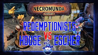 Necromunda battle report Cawdor Redemptionists vs House Escher  Underhive Games episode 5 [upl. by Yaja501]