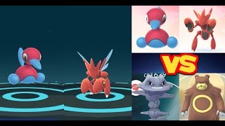 EVOLUTION POKÉMON GO GEN 2 PORYGON2 amp SCIZOR  Gym Battle Porygon2 Scizor vs Steelix Ursaring [upl. by Garibald]