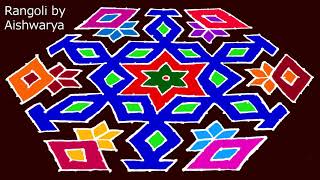 Creative Rangoli Designs 21 to 11 dots  Muggulu Arts Beautiful Colour Kolam  RamRangoli Aishwarya [upl. by Jonati]