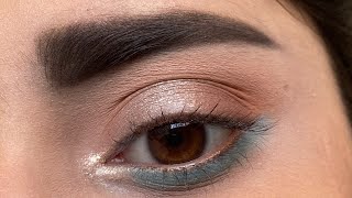 Green and peach eye makeup look  Golden Green Eye Makeup Tutorial for Brown Eye  EMERALD GOLD eye [upl. by Koziara644]