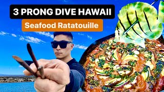 SPEARFISHING IN HAWAII FOR OUR NEXT MEAL  Seafood Ratatouille and Gyotaku fishprint creation [upl. by Ayin352]