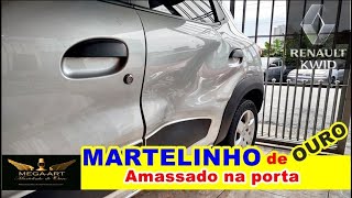 MARTELINHO de OURO AMASSADO grande na PORTA polimento TÉCNICO automotivo FUNILARIA artesanal MEGA [upl. by Eelarak]