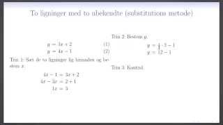 Tal og Ligninger L3  Løsning af to ligninger med to ubekendte ved substitution [upl. by Elleda449]