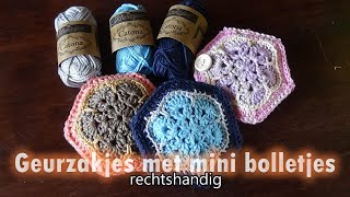 Haken  tutorial 582 Geurzakjes met mini bolletjes [upl. by Nemad]