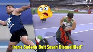 😱Iran Javelin throw Sadegh Beit Sayah disqualified after win gold medal for raising flag in olympics [upl. by Beyer955]