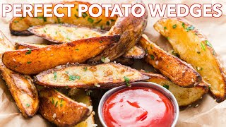 Crispy Baked Garlic Parmesan Potato Wedges  Easy Appetizer [upl. by Zurek]