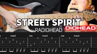 Radiohead  Street Spirit Fade Out Guitar lesson with TAB [upl. by Nafets]