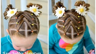 Cascading Weaved Elastics Little Girl Hairstyle [upl. by Schug]