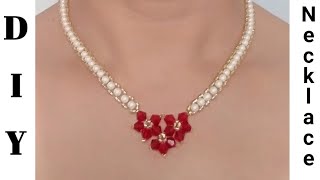 New Design  DIY Pearl Beaded Necklace with bicones amp seed beads [upl. by Melquist452]