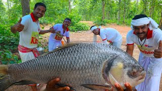 Special Big Katla Fish masala curry and Daal cooking for village people  villfood Kitchen [upl. by Yrro]