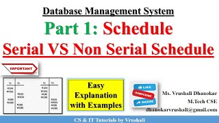 DBMS 27 Part 1 Schedule  Types of Schedule  Serial VS Non Serial Schedule  DBMS [upl. by Eniagrom]