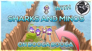 SHARKS AND MINOS MINIGAME ON BOOGA BOOGA WITH RAINWAY Booga Booga Minigame [upl. by Assenej]