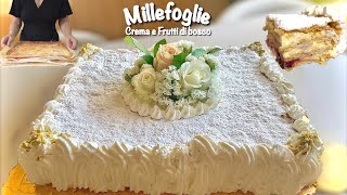 MILLEFOGLIE CREMA E FRUTTI DI BOSCO torta decorata facile e veloce [upl. by Olag]