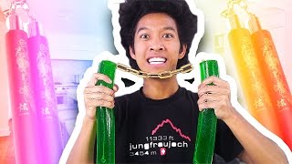 DIY HOW TO MAKE JELLO NUNCHUCKS [upl. by Enelyak]