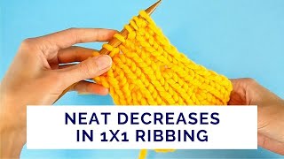 Neat Decrease in 1x1 Ribbing  StepbyStep [upl. by Enrichetta]