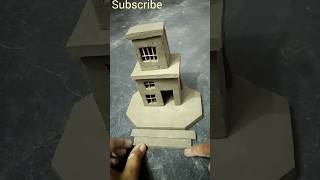 Beautiful design mud house 🏠 making  shorts youtubeshorts clayhouse mudhouse claycraft viral [upl. by Elleuqram]