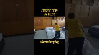 Single Bed Making housekeeping towelart makeuproom bedmaking [upl. by Ashli]