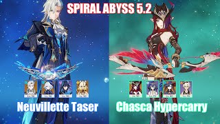 C1 Neuvillette Ororon Taser amp C0 Chasca Hypercarry  Spiral Abyss 52  Genshin Impact [upl. by Loralie427]