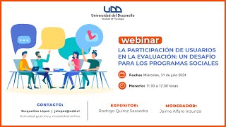 Webinar La participación de usuarios en la Evaluación un desafío para los Programas Sociales [upl. by Kevan89]