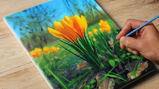 Painting a Crocuses  Acrylic Painting  Vadym art [upl. by Zillah]