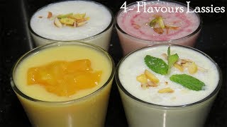 4రకాల లస్సీలు4 Types Flavored Lassies RecipeMango LassiSweet LassiRose LassiMasala LassiLassi [upl. by Gussi]