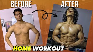 How to Build MUSCLE At Home Full HOME WORKOUT for Beginners  Skinny to Muscle body transformation [upl. by Liederman]