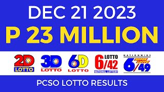 Lotto Result December 21 2023 9pm PCSO [upl. by Enileqcaj]