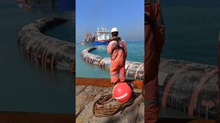 Pushing Rubber Pipeline🫡 trending vessel offshore offshorevessel tugboat rigger offshore [upl. by Adehsar]