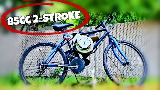 2stroke 85cc motorized bicycle Motorised bike in action [upl. by Kahcztiy]