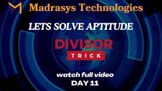 DIVISOR  TRICKS  QUANTITATIVE APTITUDE  PROBLEM SOLVING [upl. by Nebra233]