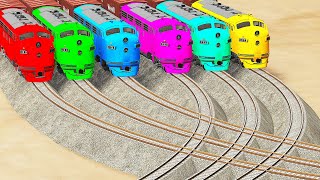 Six Trains vs Crazy Mistake Multiple Overlapping Crossing Rail Track  BeamNGDrive [upl. by Victory]