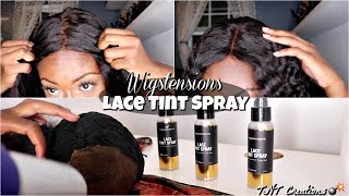 Wigstensions Lace Tint Spray  EASY NATURAL LOOKING CLOSUREFRONTAL [upl. by Adlih]