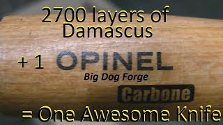 Damascus 1000 Challenge Part 2 OPINEL CARBONE Damascus Blade Mod [upl. by Laney22]