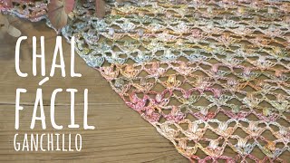 🌷 CÓMO TEJER CHAL FÁCIL MINI TULIPANES CROCHET 🌷  Lanas y Ovillos  Ganchillo [upl. by Aihsenrad210]