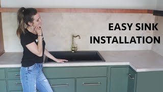 Install Kitchen Sink and Drain Plumbing  Top Mount Dropin Sink Installation [upl. by Ruenhs]