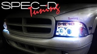 SPECDTUNING INSTALLATION VIDEO 9704 DODGE DAKOTA  9803 DODGE DURANGO PROJECTOR HEADLIGHTS [upl. by Arracat]