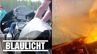 WahnsinnsRitt Motorrad fängt Feuer bei 300 kmh  GoPro schmilzt  Kawasaki  Test  Finnland [upl. by Nilknarf]