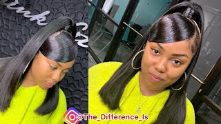 ✨Half Up Half DwnSide Swoop Bang✨ “Protective Quick Weave”  HERSHOW HAIR [upl. by Longwood]