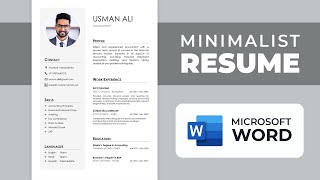 CV Design in MS Word  Minimalist Resume  Free Download [upl. by Reivazx]