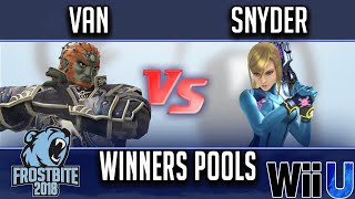 Frostbite 2018 Smash 4 Singles WINNERS POOLS  HP  Van Ganondorf vs TGG  Snyder ZSS PIkachu [upl. by Podvin398]