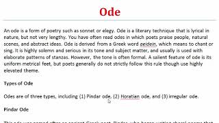 Ode  What is Ode Figure of Speech  Literary Terms  Ode ki [upl. by Rosemare]