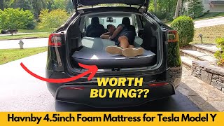 Worth It Havnby 4 5inch Foam Mattress for Tesla Model Y Full Size Bed Storage Bag amp Sheet [upl. by Sacul]