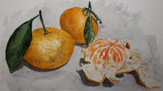 Tangerines in Watercolor  Watercolor Painting [upl. by Siuol101]