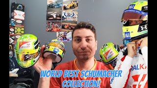 WORLDS BEST MICK SCHUMACHER COLLECTION 12 SCALE SIGEND HELMETS [upl. by Hufnagel339]