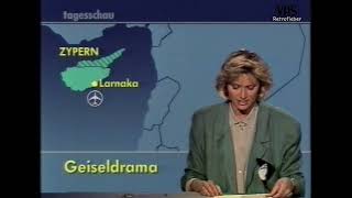 ARD Tagesschau vom 13 April 1988  VHS zur Flugzeugentführung mit Ellen Arnhold [upl. by Mendoza]